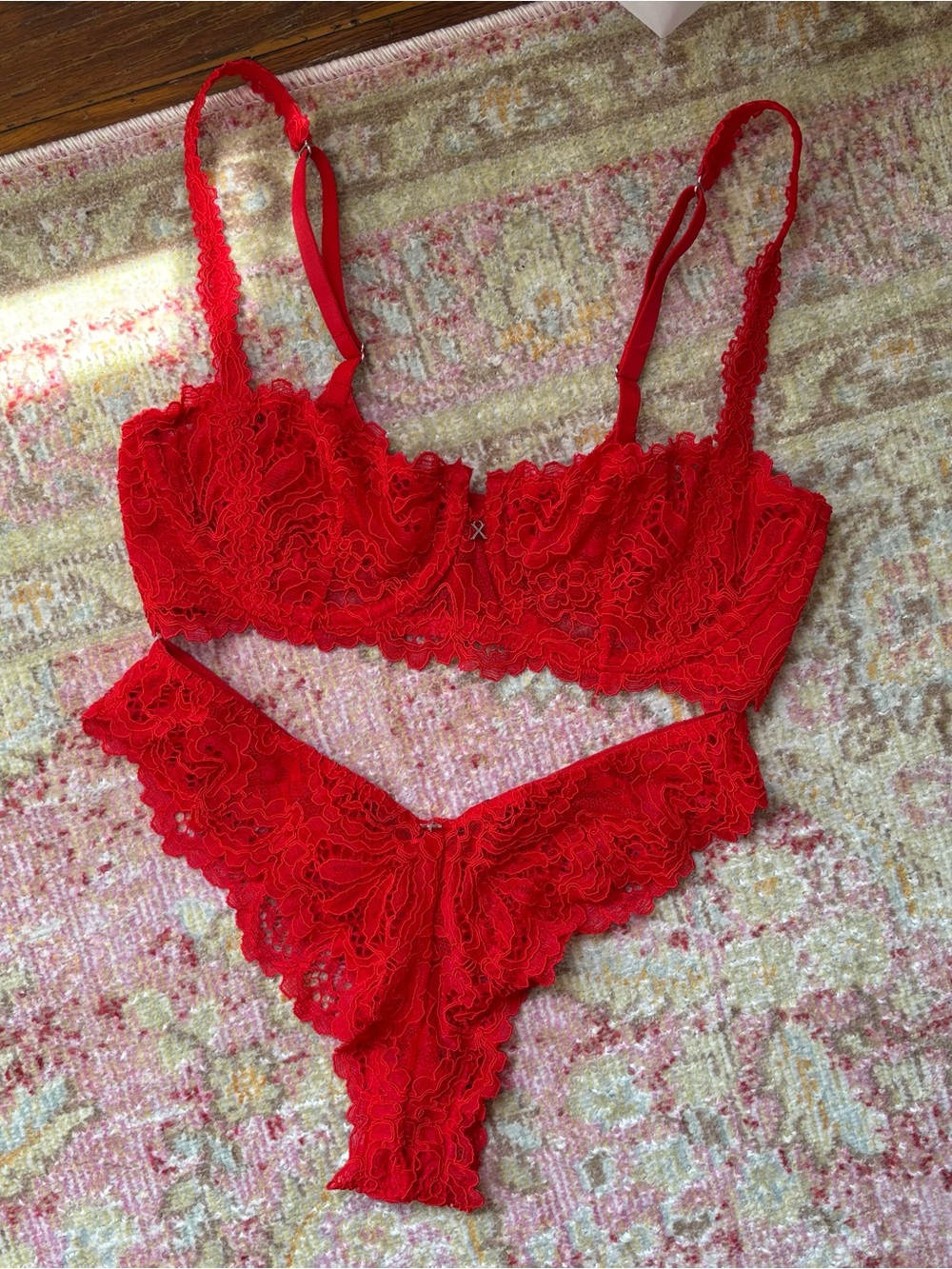 NWOT Savage x Fenty \\ lace balconette bra + brazilian underwear set